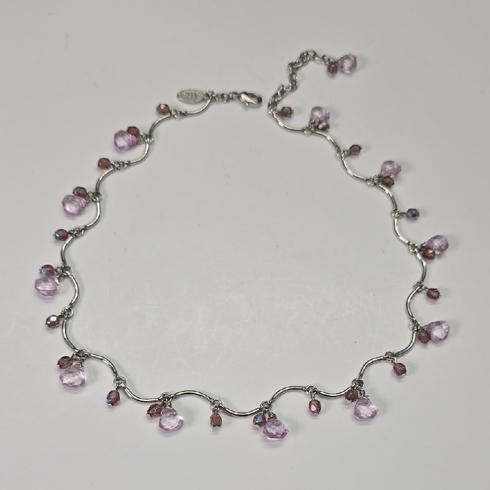 AK2 Silver Necklace with Pink Accents